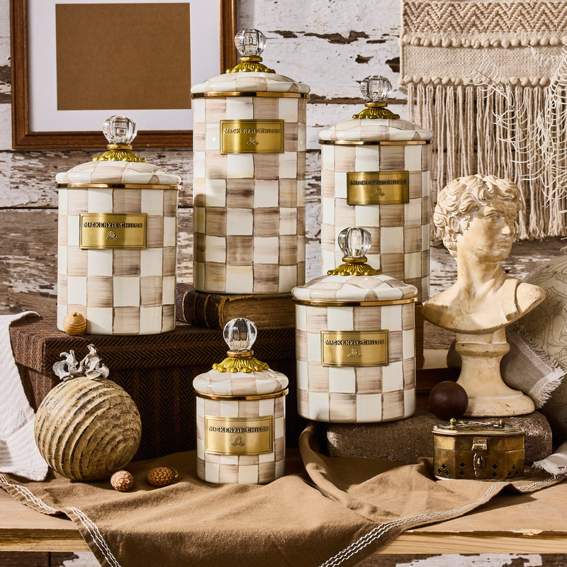 MacKenzie Childs | Mocha Check Small Canister