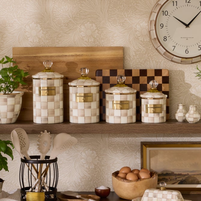 MacKenzie-Childs | Mocha Check Small Canister