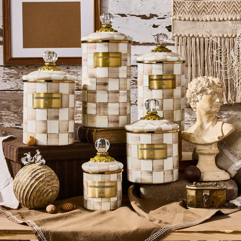 MacKenzie Childs | Mocha Check Small Canister