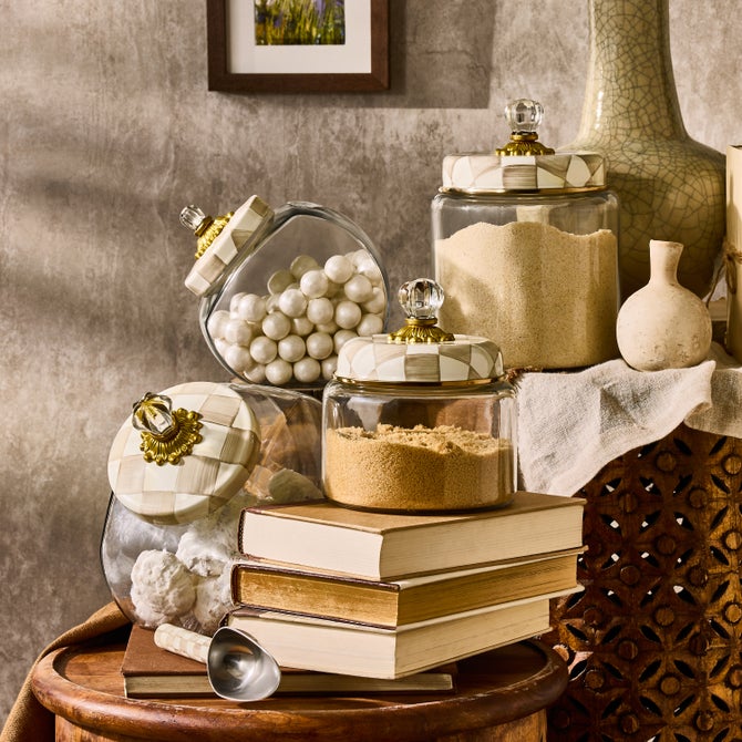 MacKenzie-Childs | Cookie Jar with Mocha Check Lid