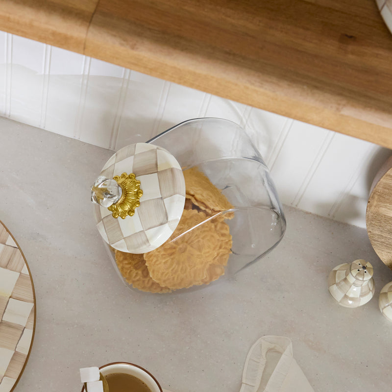 MacKenzie Childs | Cookie Jar with Mocha Check Lid