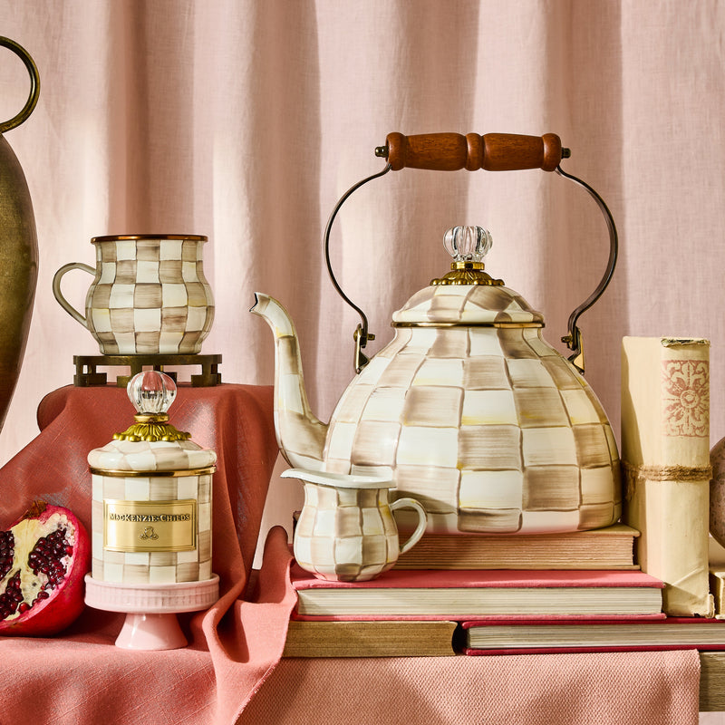 MacKenzie Childs | Mocha Check Tea Kettle, 3 QT.