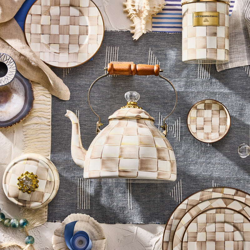 MacKenzie Childs | Mocha Check Tea Kettle, 3 QT.