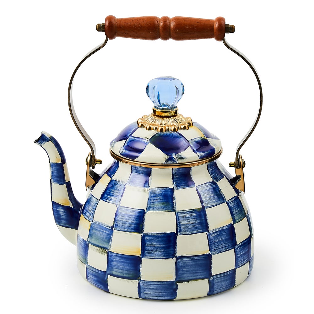 MacKenzie Childs Royal Check Tea Kettle, 3 QT - Thumbnail 2