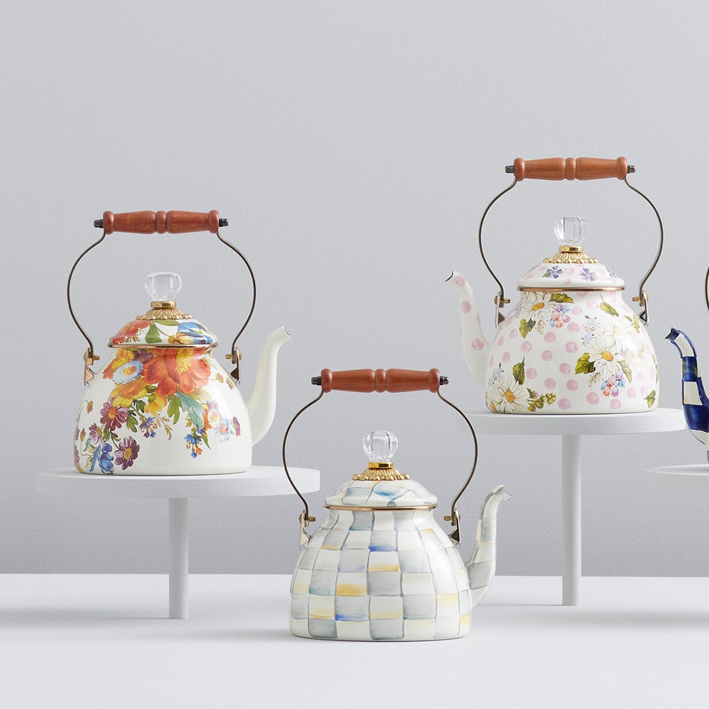 MacKenzie Childs Sterling Check Tea Kettle, 2 QT. - Thumbnail 5