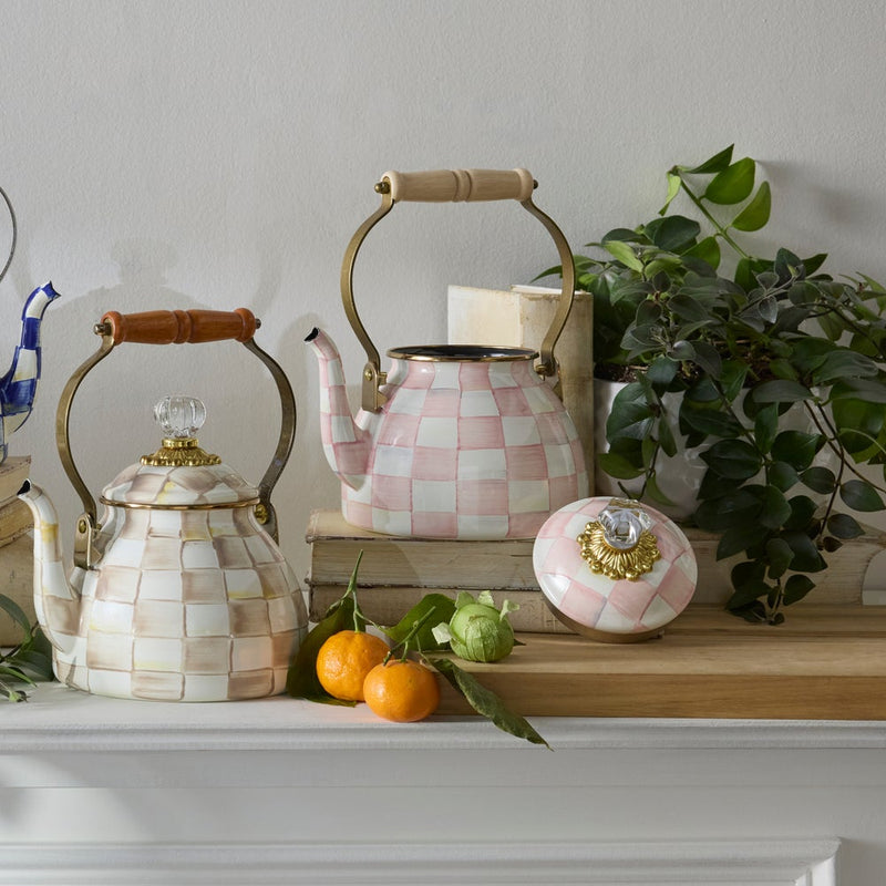 MacKenzie-Childs | Rosy Check Tea Kettle, 2 Qt