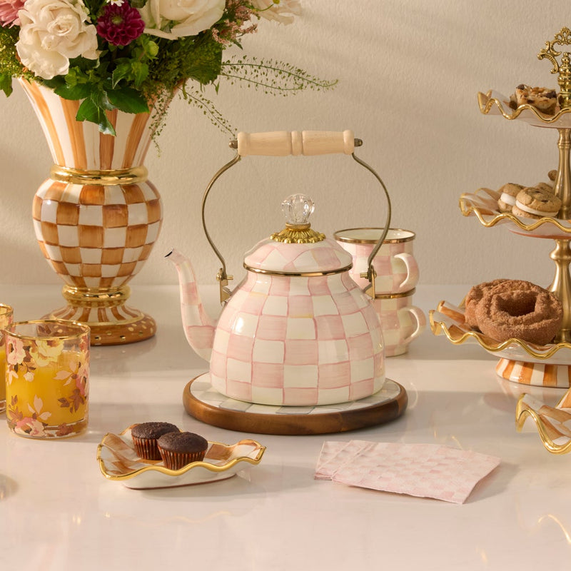 MacKenzie-Childs | Rosy Check Tea Kettle, 2 Qt