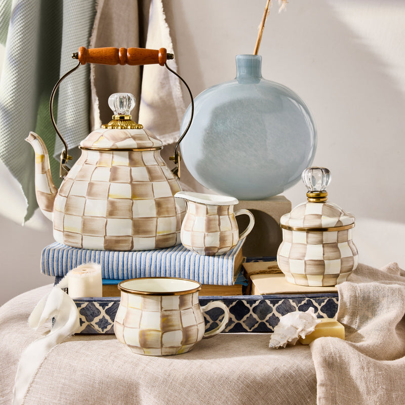 MacKenzie Childs | Mocha Check Tea Kettle, 2 QT.