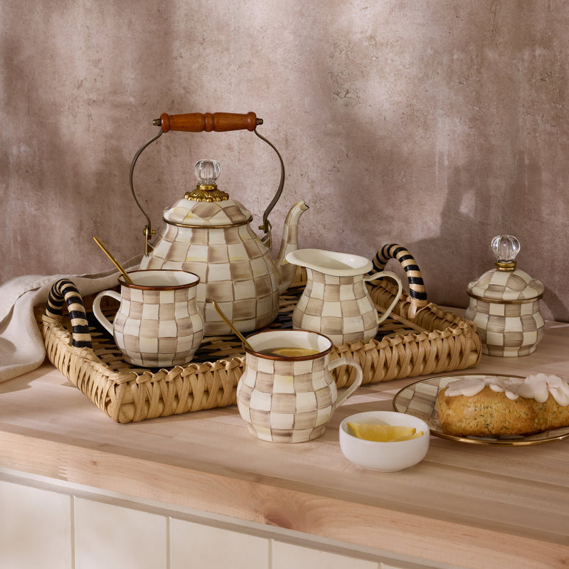 MacKenzie Childs | Mocha Check Tea Kettle, 2 QT.