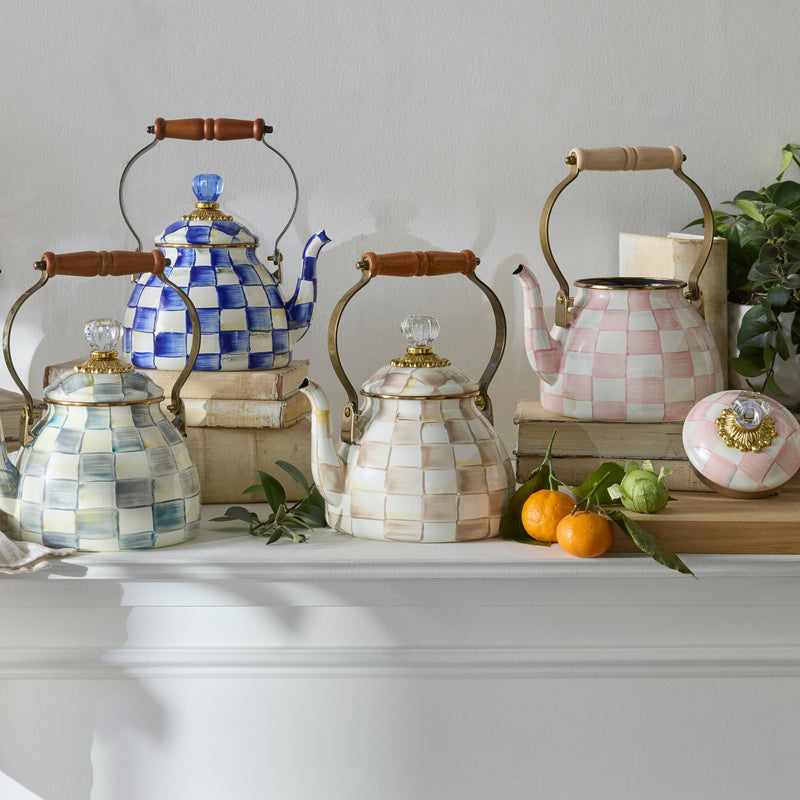 MacKenzie Childs | Mocha Check Tea Kettle, 2 QT.