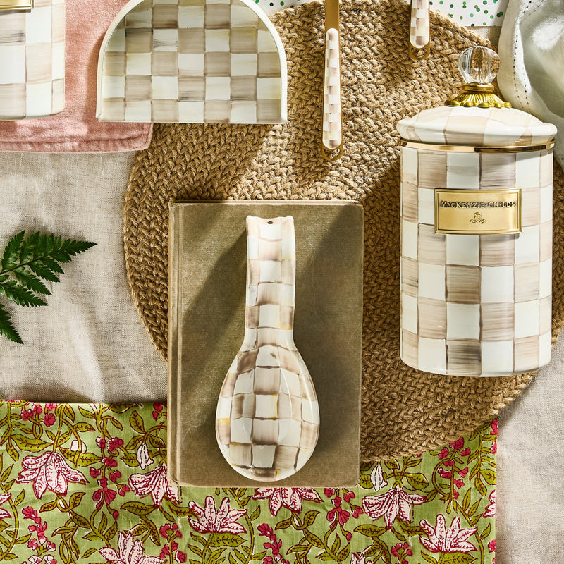 MacKenzie-Childs | Cookie Jar with Mocha Check Lid