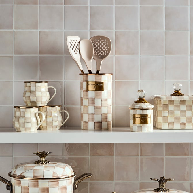 MacKenzie-Childs | Mocha Check Utensil Holder