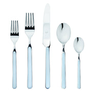 Mepra SPA - Place Set 5 Pcs Fantasia: Turtle-dove, featuring a durable, elegant silverware set with fork, knife, and spoon, crafted from Italian stainless steel and resin.