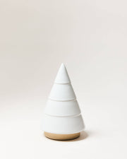 Farmhouse Pottery - Balsam Woodland Trees: Wee, a minimalist, four-tier, cone-shaped ceramic sculpture, perfect for elegant, year-round tabletop decoration, crafted from Vermont stoneware.