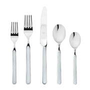 Mepra SPA - Place Set 5 Pcs Fantasia: Sugar Paper, featuring a high-quality stainless steel knife, fork, and spoon set with elegant, durable welded handles.