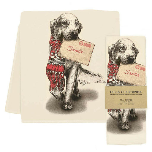 Eric & Christopher - Letter to Santa Golden Retriever Tea Towel.