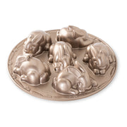 Nordic Ware | Baby Bunny Cake Pan, a cast aluminum mold for baking detailed bunny-shaped cakes, featuring a nonstick interior for easy release and cleaning.