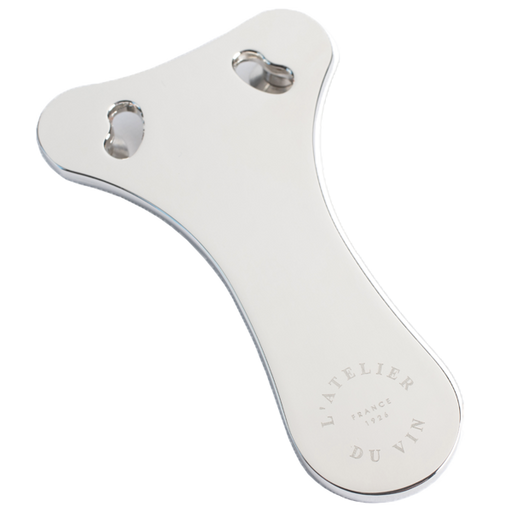 L'Atelier du Vin - USA - Chromed Foil Cutter for Wine Bottles, featuring two hardened steel blades and keyhole openings for precise foil cutting.