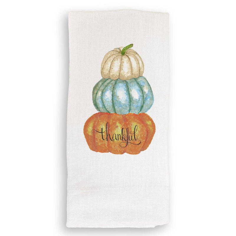 French Graffiti | Thankful Pumpkins Natural Guest Towel featuring watercolor pumpkin design, perfect for enhancing home decor and gifting from Athens Cooks' curated kitchen collection.