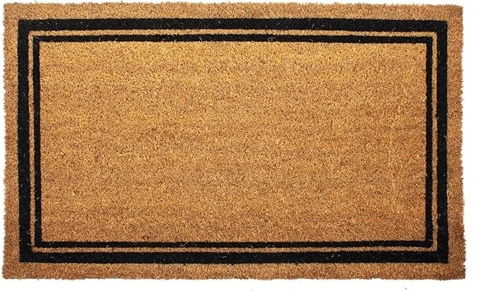 Entryways | With Border Doormat, 24 x 60, features a natural coir surface with black border, ideal for trapping dirt at your entryway.