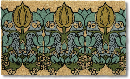 Entryways | Victoria and Albert Museum Doormat, Night Owls, 24 x 36: Arts & Crafts-style coir mat with tulip blooms, leafy vines, berries, and birds.
