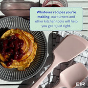 GIR | Ultimate Flip - Light Pink: A light pink spatula designed for flipping delicate foods like pancakes, featuring a thin edge for easy maneuvering.
