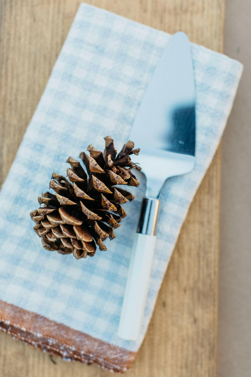Caravan Home | Two-Tone Gingham Blue & Cognac Napkins.