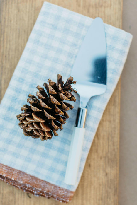 Caravan Home | Two-Tone Gingham Blue & Cognac Napkins.