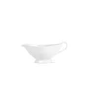 Pillivuyt Sauceboat with Handle, a classic white porcelain pitcher for sauces, featuring a sturdy handle and spout, ideal for elegant serving.