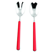 Mepra SPA - SALAD SET 2 PCS FANTASIA NEW CORAL featuring two stainless steel spoons with welded red handles, crafted for durability and elegance.