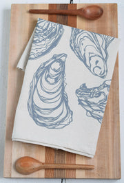 Hearth and Harrow - Oyster Tea Towel in Grey - Organic Cotton - Sea Shell Print.