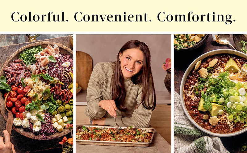 Penguin Random House LLC - Half Baked Harvest Quick & Coz cookbook featuring vibrant antipasto, a tray-baked meal, and a hearty bowl of chili, embodying convenience and comfort.