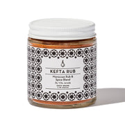 Villa Jerada - Kefta Rub - 50g in a glass jar with white lid, labeled Moroccan Rub & Spice Blend, perfect for enhancing Moroccan-influenced dishes.
