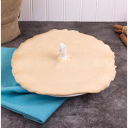 Harold Imports | Pie Bird on pie crust, enhancing steam release during baking, styled on a kitchen setting plate.