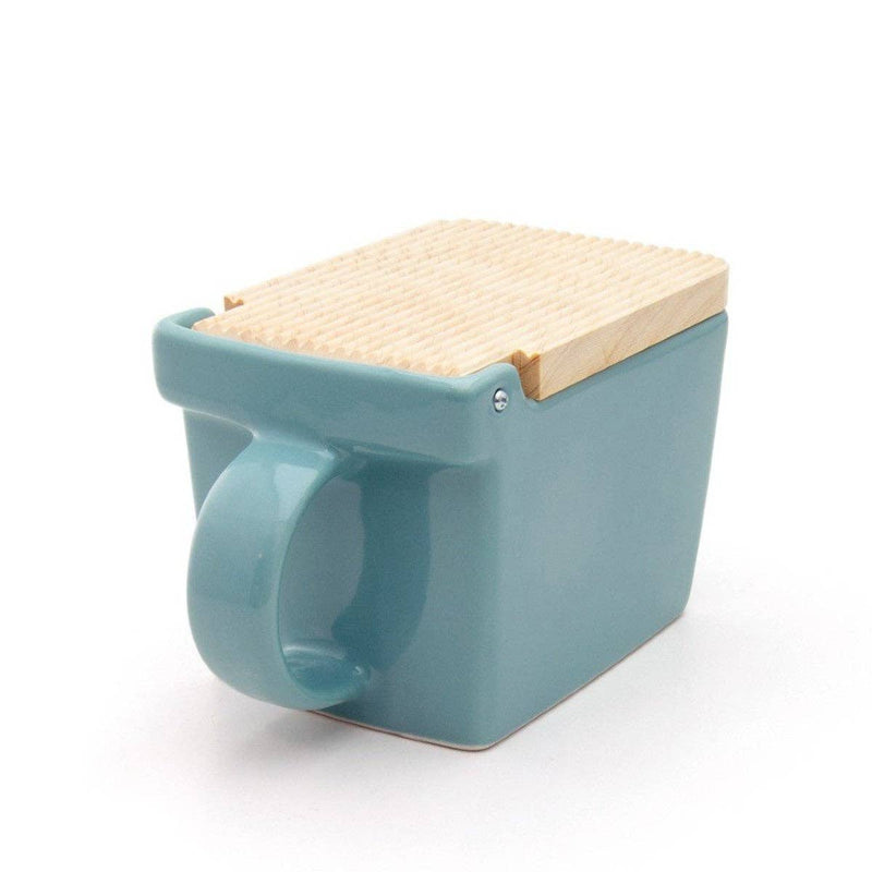 Zero Japan | Bee House Ceramic Salt Box With Wooden Lid & Dehumidifying Measuring Spoon, Ice Blue