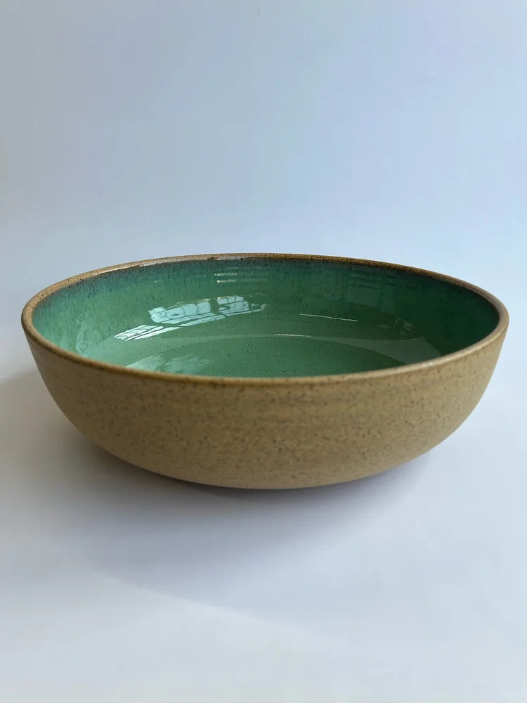 RachaelPots | Low Serving Bowl, Nude/Sage