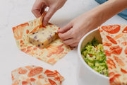 Bee's Wrap - Assorted 3 Pack - Mushroom Magic, Limited Edition wraps cheese and salad in vibrant, reusable, beeswax-coated fabric, reflecting Athens Cooks' sustainable kitchen ethos.