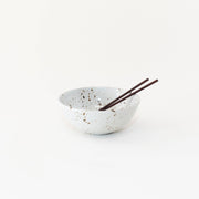 Sarah Kersten - Ramen Bowl: Pacific White, featuring chopsticks, ideal for noodles, salads, or side dishes. Versatile 8 diameter, 3.5 tall, 32 oz capacity.