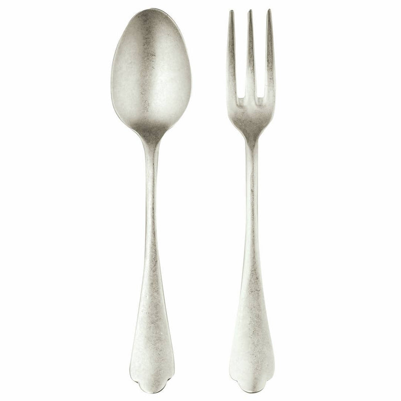 Mepra | Dolce Vita Serving Fork and Spoon Set, Pewter/Champagne
