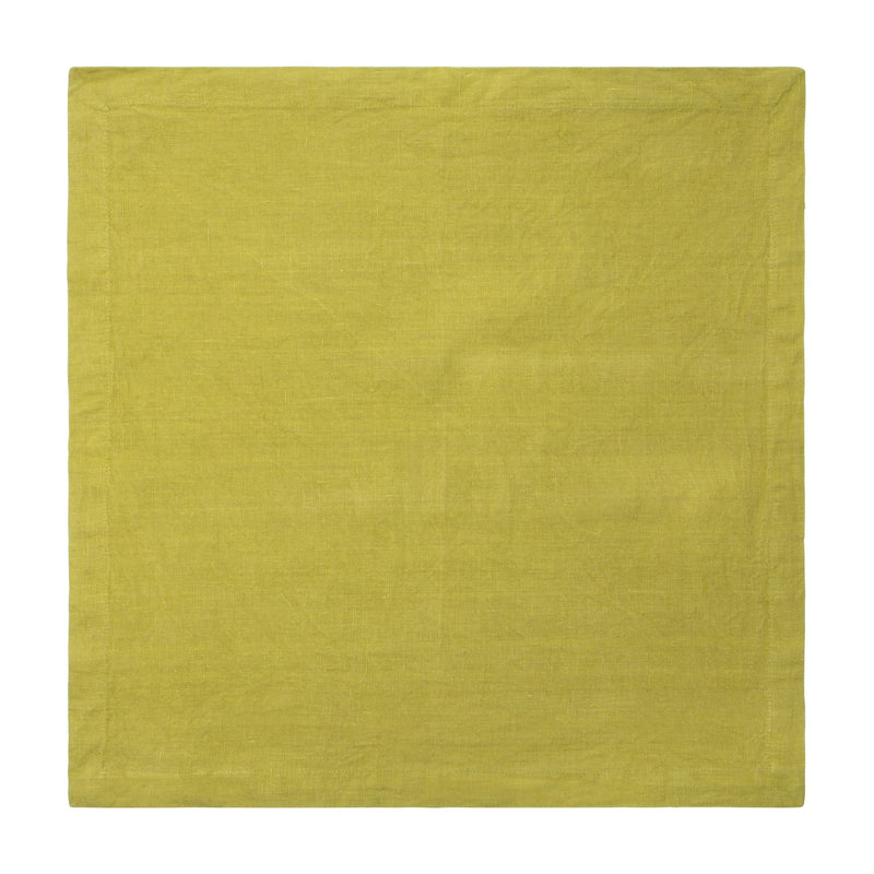 Couleur Nature - Everyday Napkins Granny Smith 21x21 - Set of 4, oversized square linen napkin in muted chartreuse, showcasing refined craftsmanship, perfect for elevating dining experiences.