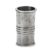 Match | Measuring Beaker, Extra-Small: Antique-style, hollow cylindrical metal piece with decorative bands and hallmark stamps, likely a sterling silver kitchen or barware item from Athens Cooks.