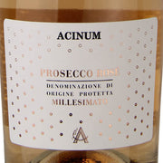 Bottle of Acinum | Prosecco Rosé, showcasing its label, known for its vibrant and refreshing taste, blending Prosecco and Pinot Noir.