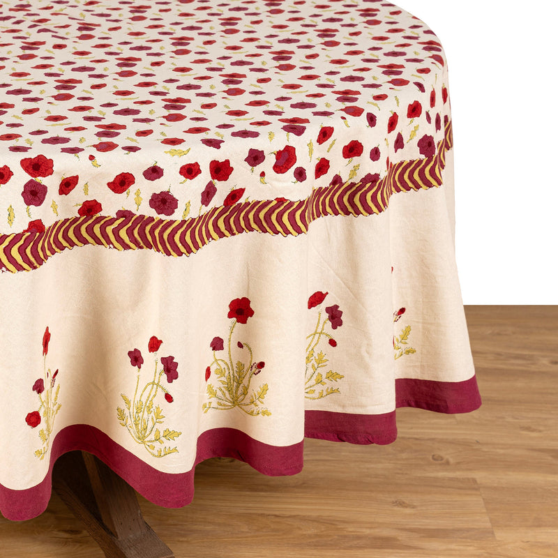 Couleur Nature | Poppies French Tablecloths, Red & Green