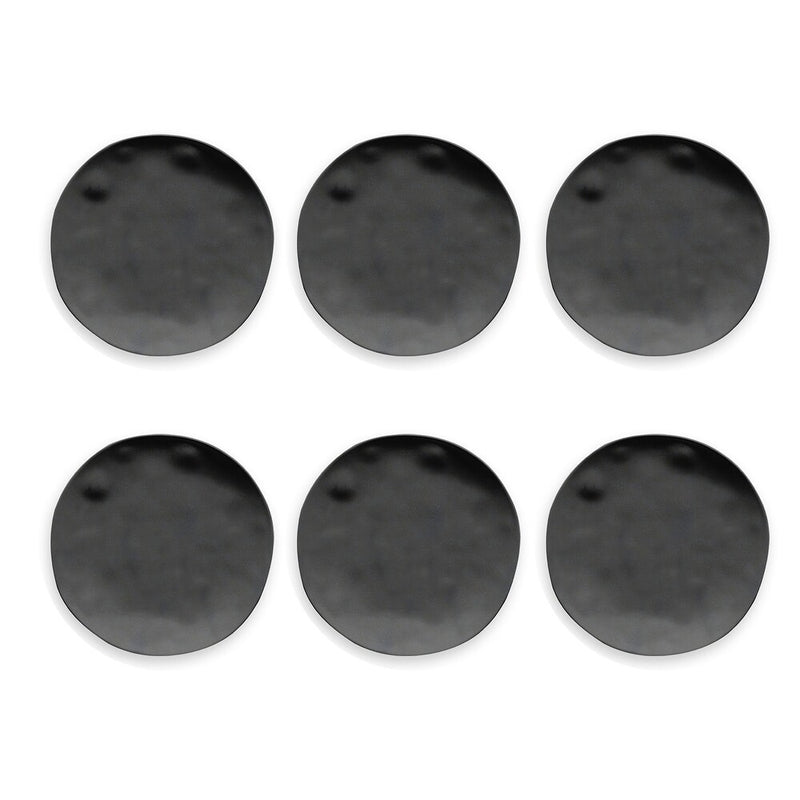 TarHong | Planta Matte Salad Plate - Black, set of six shatterproof, scratch-resistant plates with organic edges, ideal for outdoor dining. Perfect for Athens Cooks' curated kitchenware.