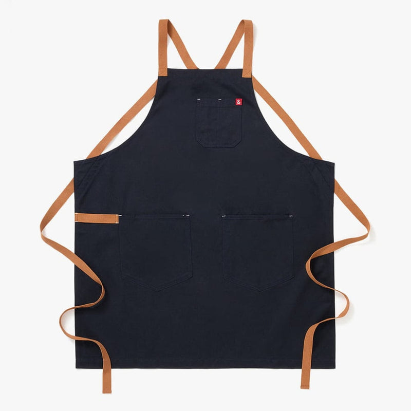 Hedley & Bennett | All Day Crossback Aprons - Midnight Blue: a durable, stylish apron with crossback straps, ample pockets, and utility loop for kitchen efficiency.