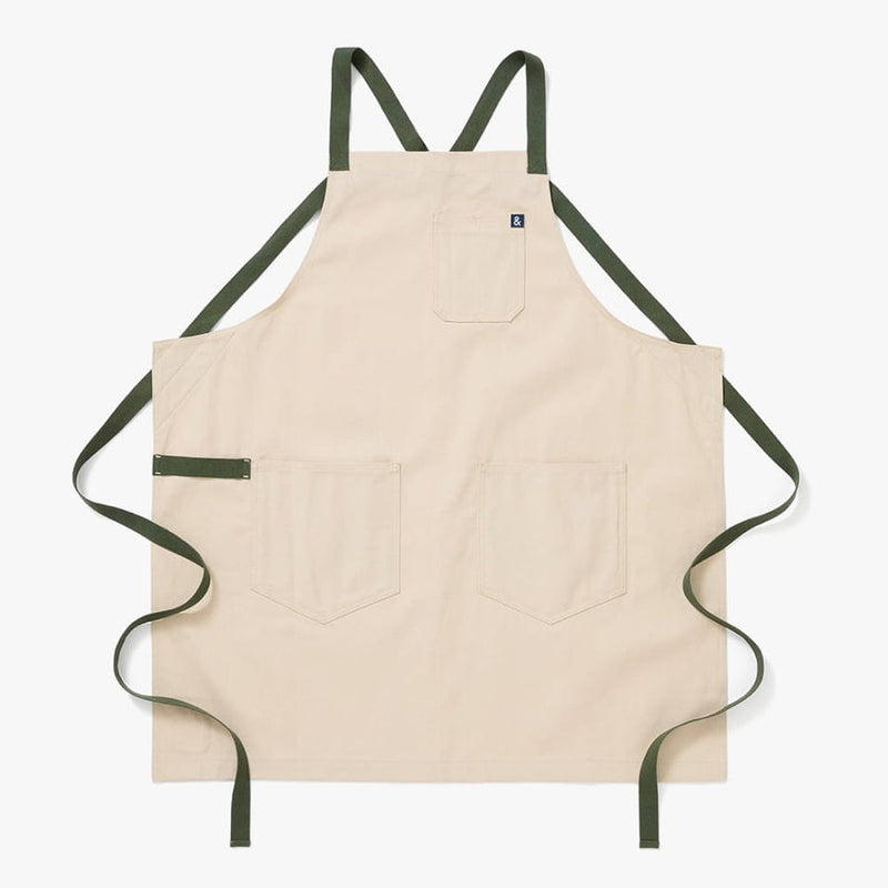 Hedley & Bennett | All Day Crossback Aprons - Sage White, featuring comfortable crossback straps, ample pockets, and a utility loop, ideal for chefs and home cooks.