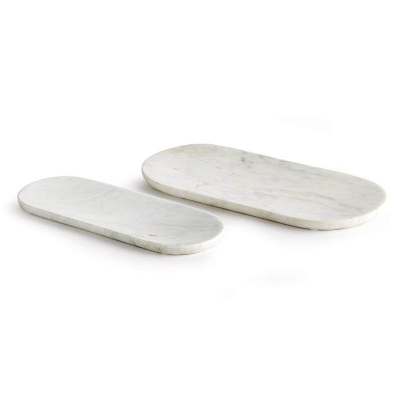 Napa Home & Garden - Amal Marble Trays: A set of sleek, white oval marble trays ideal for elegantly serving cheese, crackers, and fruit. Perfect for any kitchen.