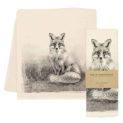 Eric and Christopher | American Woodlands Collective Tea Towel - Fox, featuring a charming fox design, crafted from pre-shrunk flour sack cotton, perfect for versatile kitchen use.