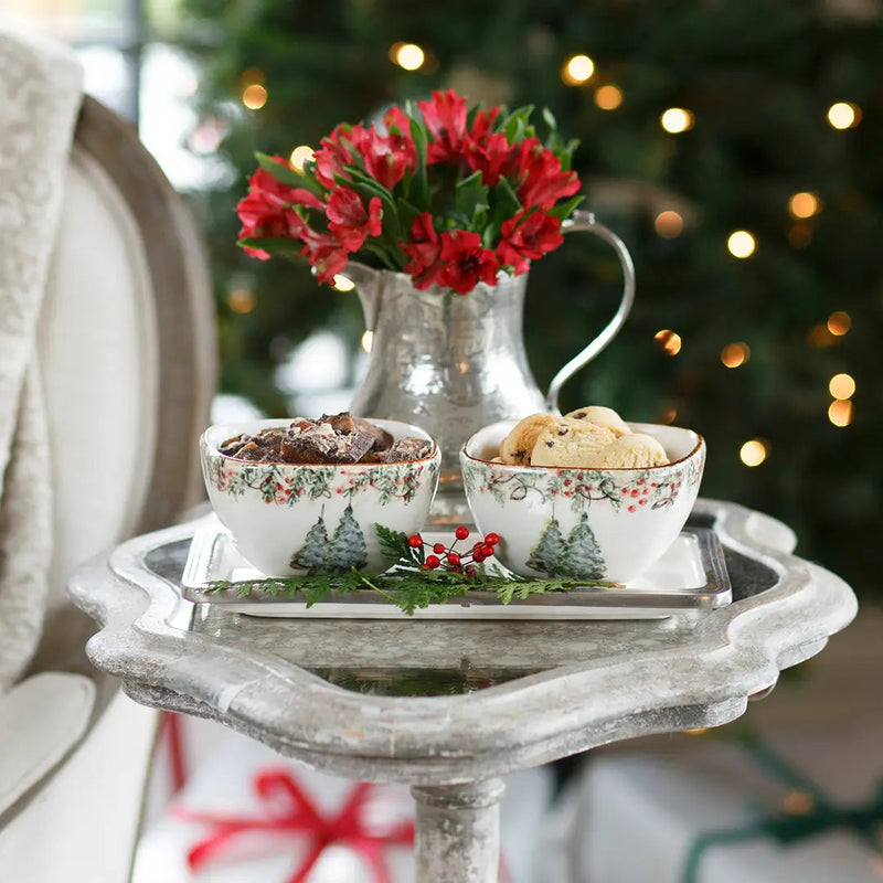 Arte Italica & Crown Linen Designs | Natale Small Square Bowl