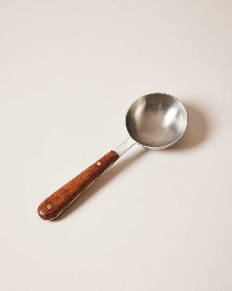 Farmhouse Pottery Artisan Coffee Scoop - brushed stainless steel with wooden handle